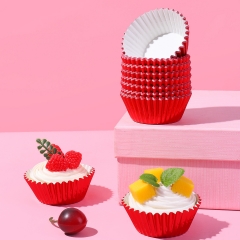 100pcs red color Round Aluminum Foil paper Baking Cups food paper cupcake liner