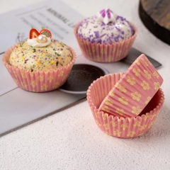 yellow flower pattern cupcake liners