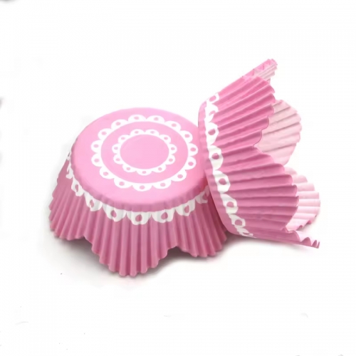 pink color flower shaped cupcake liners