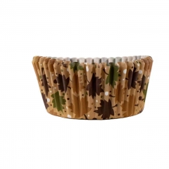 brown color baking paper cupcake liners with leaf pattern