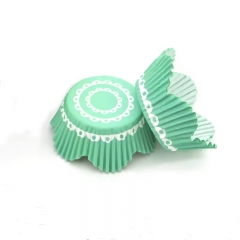 green color flower shaped cupcake liners