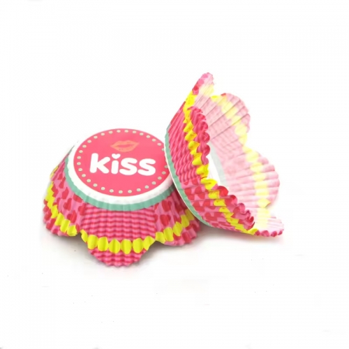 kiss flower shaped cupcake liners