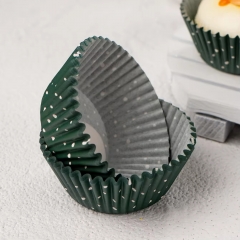 green color cupcake wrappers with white dot