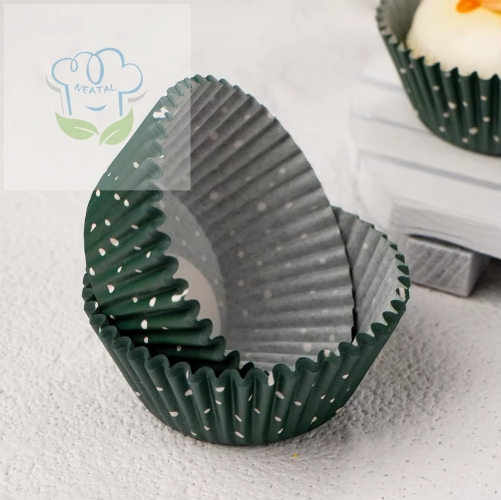 green color cupcake wrappers with white dot