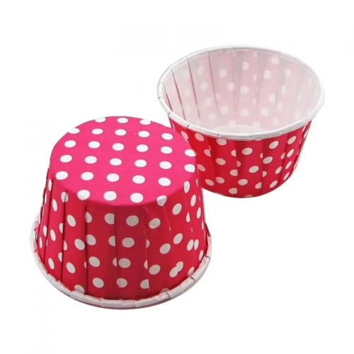 red color roll mouth cupcake cups with white dots