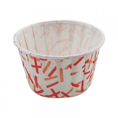 white color roll mouth cupcake cups with Red line