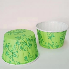 green color roll mouth cupcake cups with flower pattern