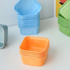 solid color rectangle shaped coated paper cupcake cups