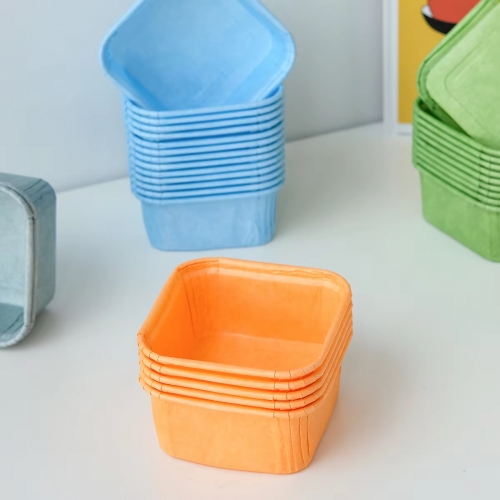 solid color rectangle shaped coated paper cupcake cups