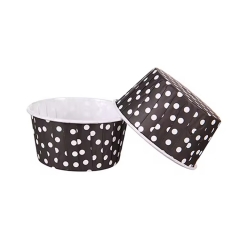 black color roll mouth cupcake cups with white dots