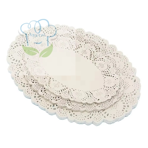 6.5*9 inch Ovall shaped Flower backing paper doillies