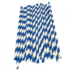 6*197mm blue and white stripes paper straw