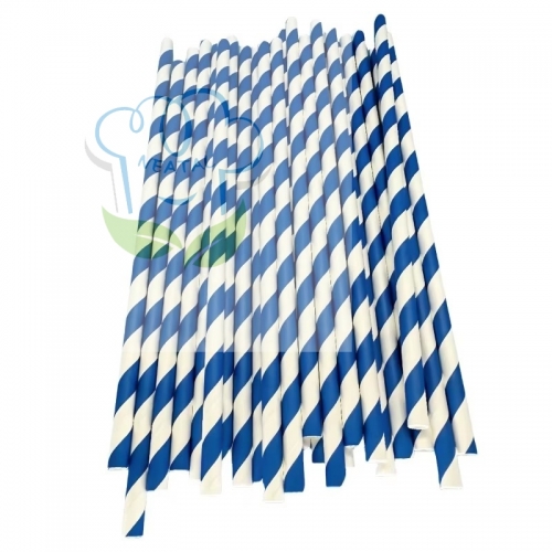 6*197mm blue and white stripes paper straw