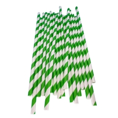 6*197mm Green and white stripes paper straw