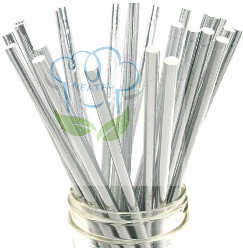 6*197mm silver color paper straw