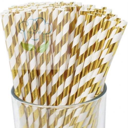 6*197mm Golden stripe paper straw