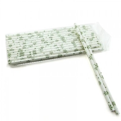 6*197mm green color snowflake paper straw