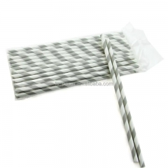 6*197mm grey and gold stripe color paper straw