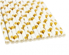 6*197mm gold heart paper straw