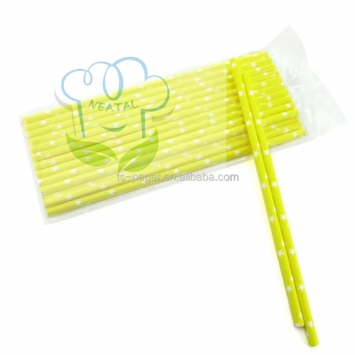 6*197mm yellow color paper straw