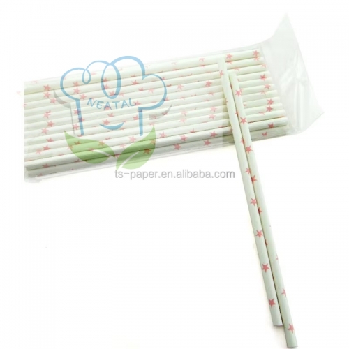 6*197mm pink star paper straw