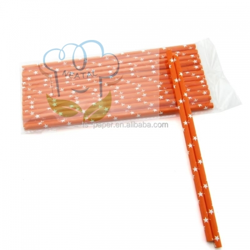 6*197mm orange color paper straw