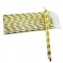 6*197mm gold and white stripes paper straw