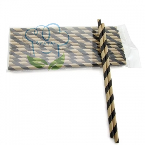 6*197mm coffee and black stripes paper straw