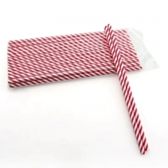 6*197mm red stripes paper straw