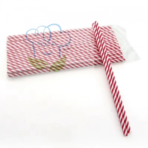 6*197mm red stripes paper straw