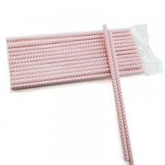 6*197mm pink with White stripe paper straw