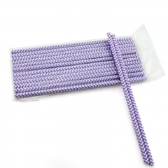 6*197mm purple and white stripes paper straw