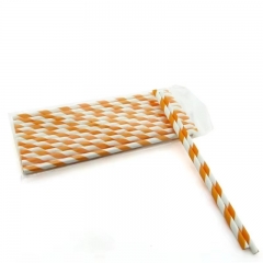 6*197mm orange and white stripes paper straw