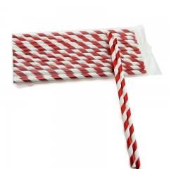 6*197mm red gold and white stripes paper straw