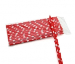 6*197mm Red color with snowflake pattern paper straw