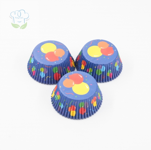 blue color balloon pattern cupcake liners