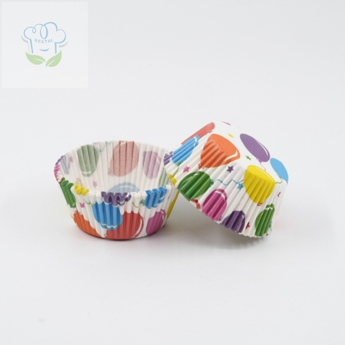 white color balloon pattern cupcake liners